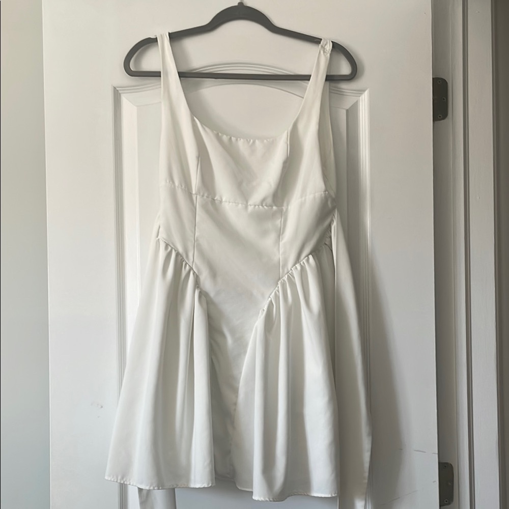 Shein White Tie Back Dropwaist Dress